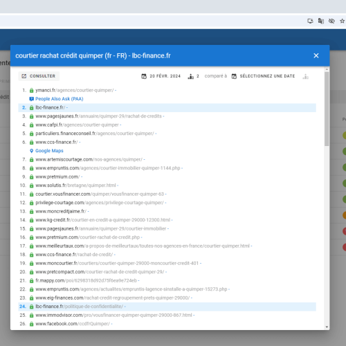 Le site lbc-finance.fr se positionne en haut de Google pour le mot-clé ' courtier rachat crédit Quimper '