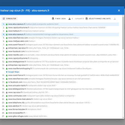 Le site atou-saveurs.fr se positionne en haut de Google pour le mot-clé ' traiteur Cap Sizun '