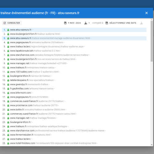 Le site atou-saveurs.fr se positionne en haut de Google pour le mot-clé ' traiteur événementiel Audierne '