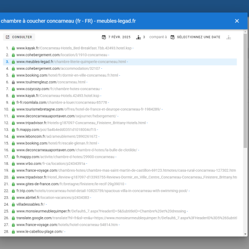 Le site meubles-legad.fr se positionne en haut de Google pour le mot-clé ' chambre à coucher Concarneau '