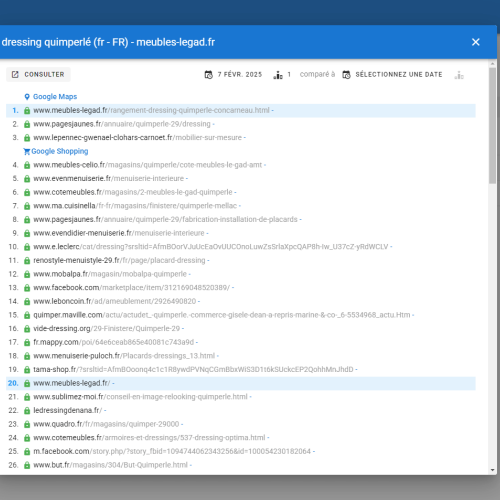 Le site meubles-legad.fr se positionne en haut de Google pour le mot-clé ' dressing Quimperlé '