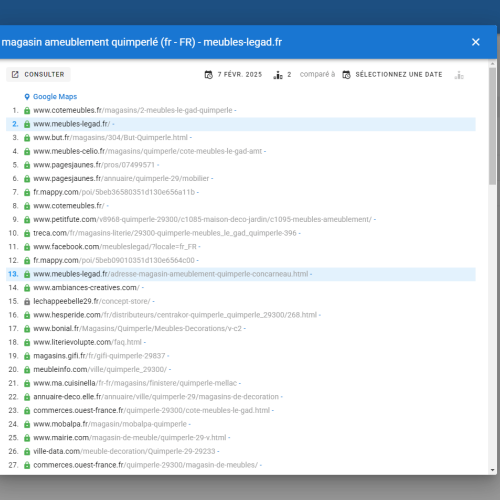 Le site meubles-legad.fr se positionne en haut de Google pour le mot-clé ' magasin ameublement Qumiperlé '