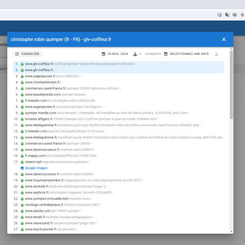 Le site glv-coiffeur.fr se positionne en haut de Google pour le mot-clé ' Christophe Robin Quimper '
