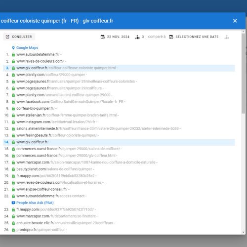 Le site glv-coiffeur.fr se positionne en haut de Google pour le mot-clé ' coiffeur coloriste Quimper '