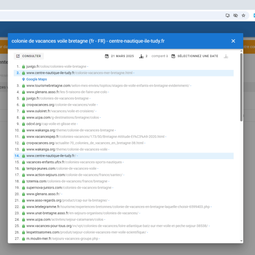 Le site centre-nautique-ile-tudy.fr se positionne en haut de Google pour le mot-clé ' colonie de vacances voile Bretagne '