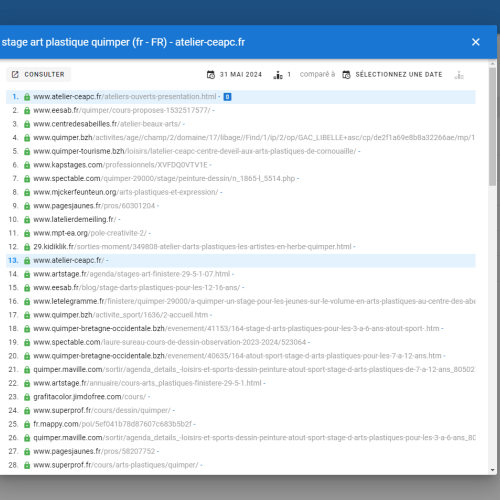 Le site atelier-ceapc.fr se positionne en 1re page de Google pour le mot-clé ' stages arts plastiques Quimper '