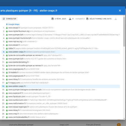 Le site atelier-ceapc.fr se positionne en 1re page de Google pour le mot-clé ' arts plastiques Quimper '