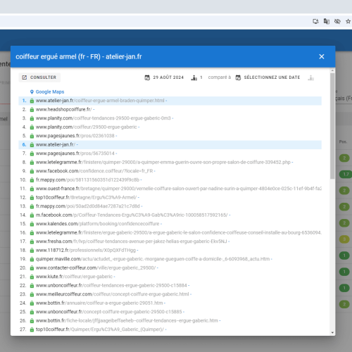 Le site atelier-jan.fr se positionne en haut de Google pour le mot-clé ' coiffeur Ergué Armel '