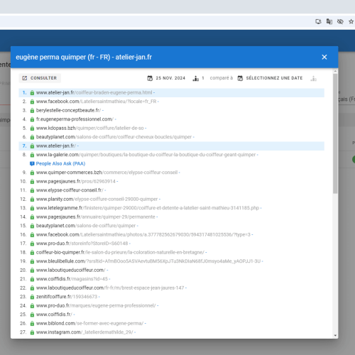 Le site atelier-jan.fr se positionne en haut de Google pour le mot-clé ' Eugène Perma Quimper '