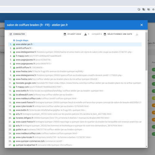 Le site atelier-jan.fr se positionne en haut de Google pour le mot-clé ' salon de coiffure Braden '
