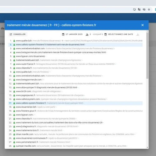 Le site callisto-system-finistere.fr se positionne en haut de Google pour le mot-clé ' traitement mérule Douarnenez '