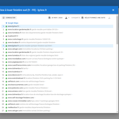 Le site lg-box.fr se positionne en haut de Google pour le mot-clé ' box à louer Finistère sud '