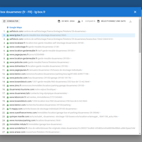 Le site lg-box.fr se positionne en haut de Google pour le mot-clé ' box Douarnenez '