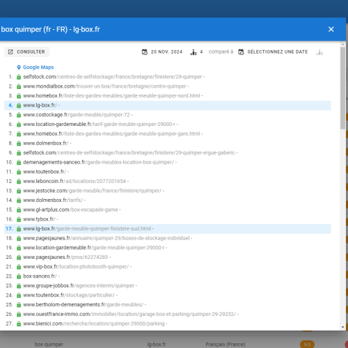 Le site lg-box.fr se positionne en haut de Google pour le mot-clé ' box Quimper '