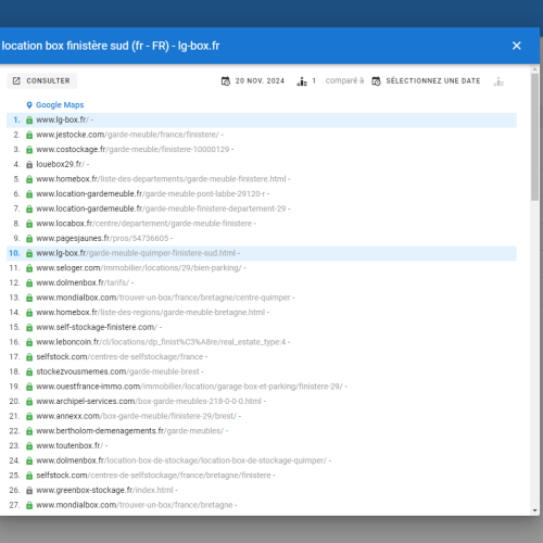 Le site lg-box.fr se positionne en haut de Google pour le mot-clé ' location box Finistère sud '