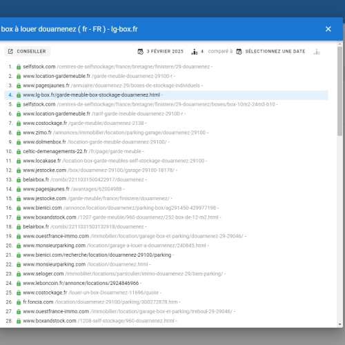 Le site lg-box.fr se positionne en haut de Google pour le mot-clé ' box à louer Douarnenez '