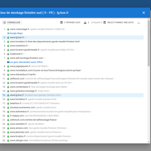 Le site lg-box.fr se positionne en haut de Google pour le mot-clé ' box de stockage Finistère sud '