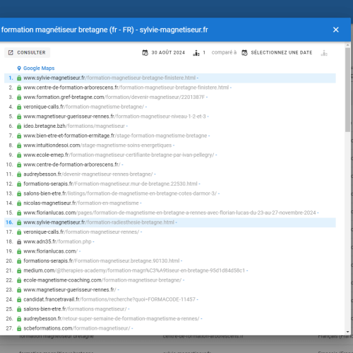 Le site sylvie-magnetiseur.fr se positionne en haut de Google pour le mot-clé ' formation magnétiseur Bretagne '
