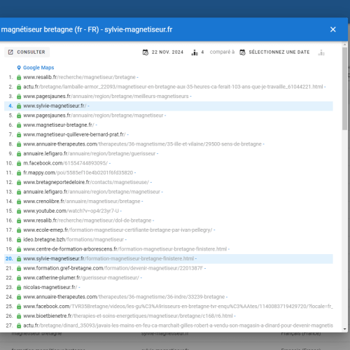 Le site sylvie-magnetiseur.fr se positionne en haut de Google pour le mot-clé ' magnétiseur Bretagne '