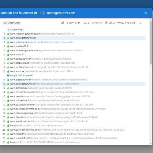 Le site onrangetout29.com se positionne en haut de Google pour le mot-clé ' location box Fouesnant '