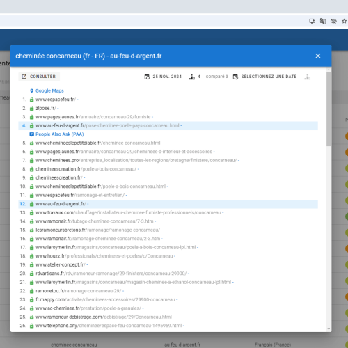 Le site au-feu-d-argent.fr se positionne en haut de Google pour le mot-clé ' cheminée Concarneau '