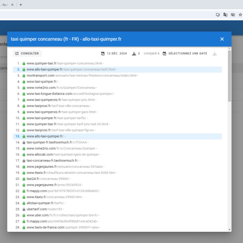Le site allo-taxi-quimper.fr se positionne en haut de Google pour le mot-clé ' taxi Quimper Concarneau '