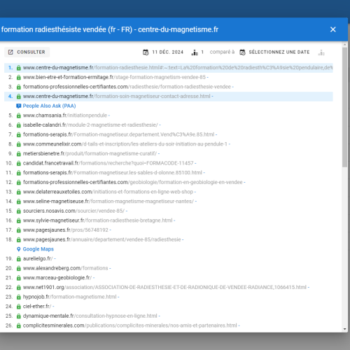 Le site centre-du-magnetisme.fr se positionne en haut de Google pour le mot-clé ' formation radiesthésiste Vendée '