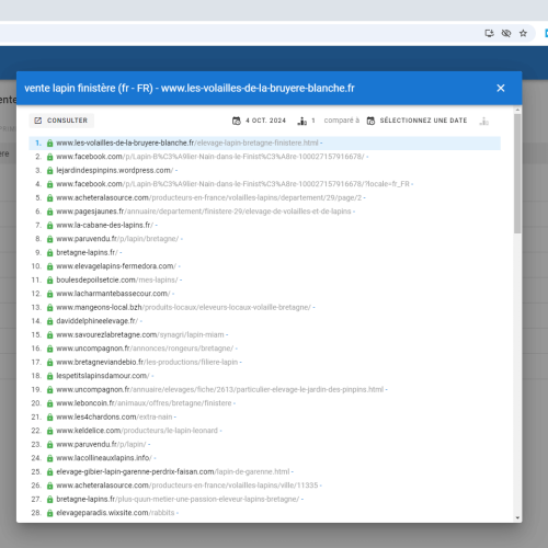 Le site les-volailles-de-la-bruyere-blanche.fr se positionne en haut de Google pour le mot-clé ' vente lapin Finistère '