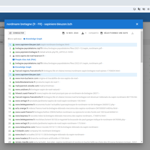 Le site sapiniere-bleuzen.bzh se positionne en haut de Google pour le mot-clé ' nordmann Bretagne '