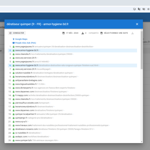 Le site armor-hygiene-3d.fr se positionne en haut de Google pour le mot-clé ' dératiseur Quimper '