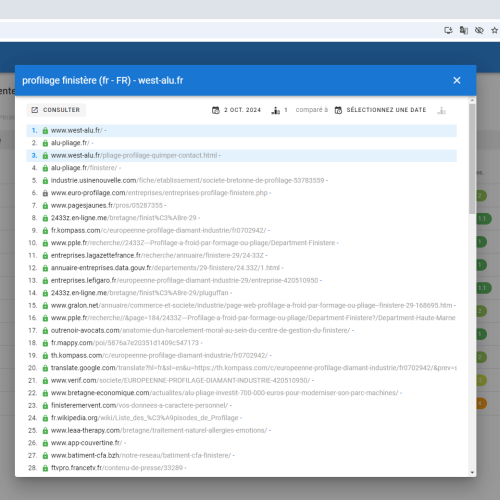 Le site west-alu.fr se positionne en haut de Google pour le mot-clé ' profilage Finistère '