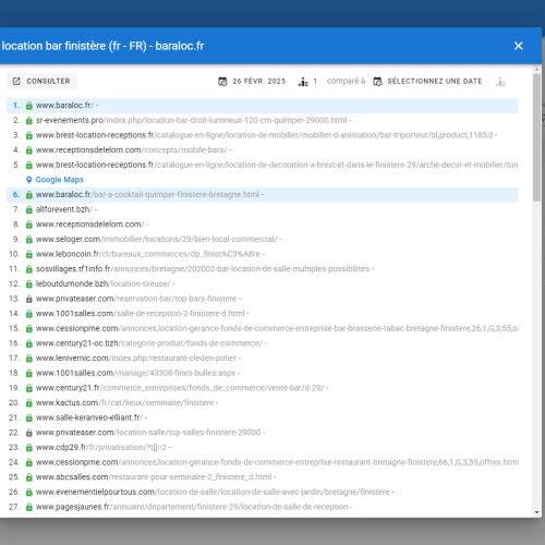 Le site baraloc.fr se positionne en 1re page de Google pour le mot-clé ' location bar Finistère '