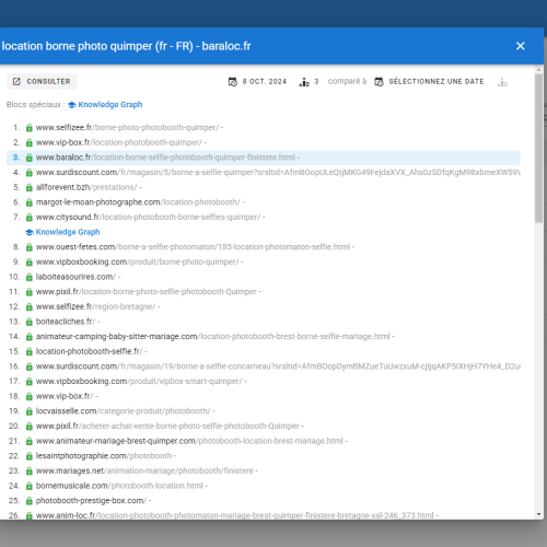 Le site baraloc.fr se positionne en 1re page de Google pour le mot-clé ' location borne photo Quimper '