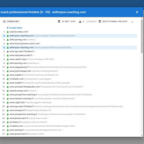 Le site anthropos-coaching.com se positionne en haut de Google pour le mot-clé ' coach professionnel Finistère '