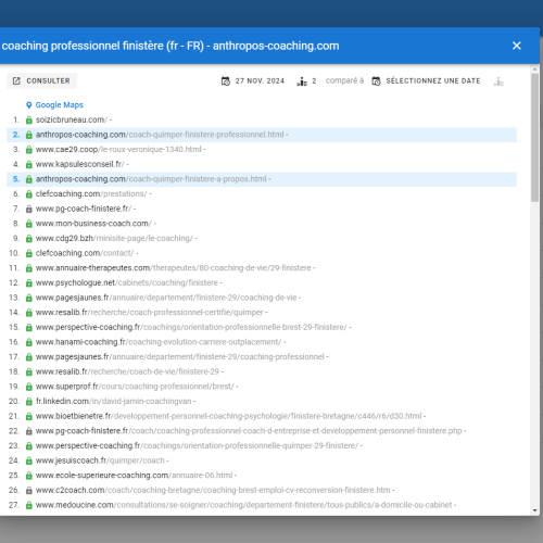 Le site anthropos-coaching.com se positionne en haut de Google pour le mot-clé ' coaching professionnel Finistère '
