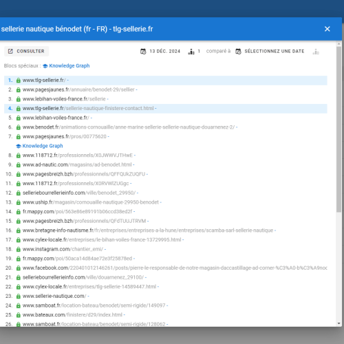 Le site tlg-sellerie.fr se positionne en haut de Google pour le mot-clé ' sellerie nautique Bénodet '