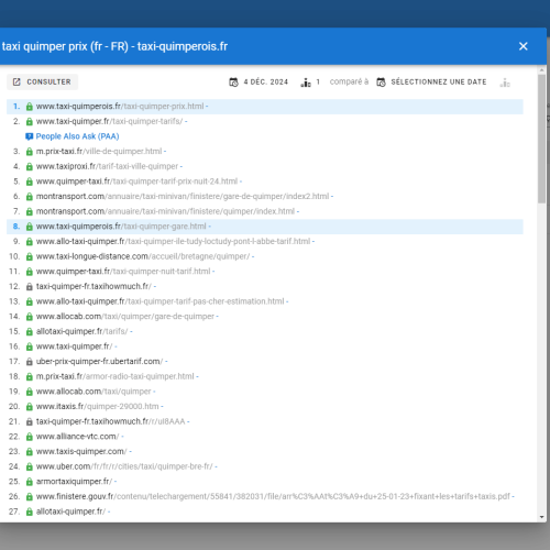 Le site taxi-quimperois.fr se positionne en haut de Google pour le mot-clé ' taxi Quimper prix '