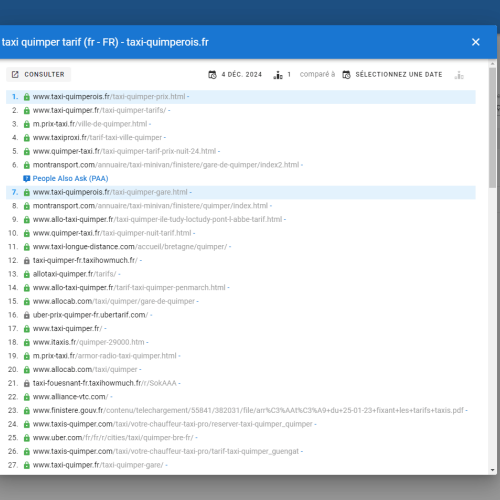 Le site taxi-quimperois.fr se positionne en haut de Google pour le mot-clé ' taxi Quimper tarif '