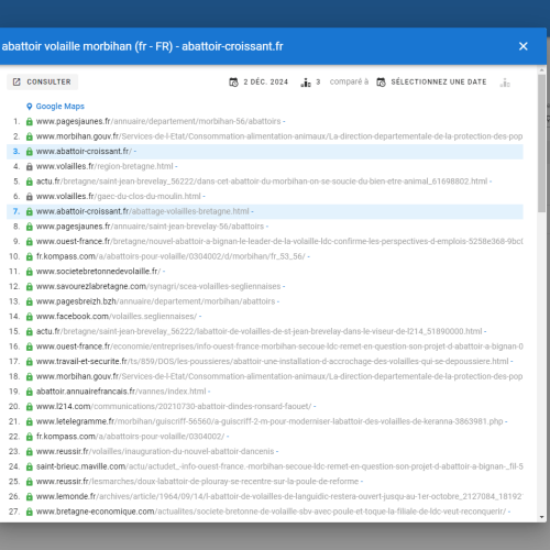 Le site abattoir-croissant.fr se positionne en haut de Google pour le mot-clé ' abattoir volaille Morbihan '