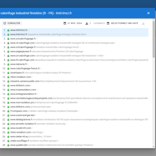 Le site lmti-lmci.fr se positionne en haut de Google pour le mot-clé ' calorifuge industriel Finistère '