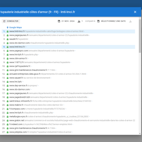 Le site lmti-lmci.fr se positionne en haut de Google pour le mot-clé ' tuyauterie industrielle Côtes d'Armor '