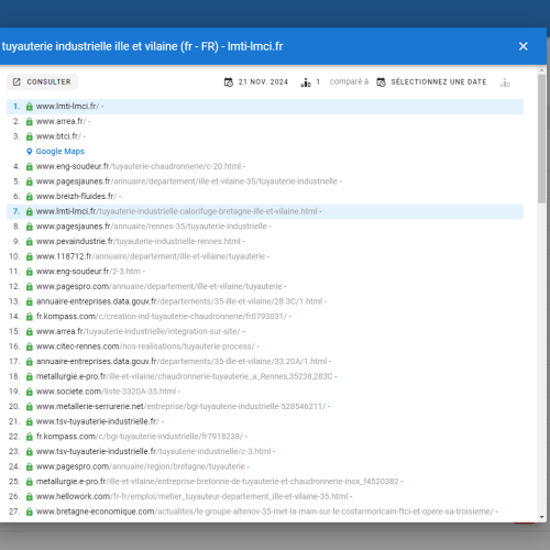 Le site lmti-lmci.fr se positionne en haut de Google pour le mot-clé ' tuyauterie industrielle Ille et Vilaine '