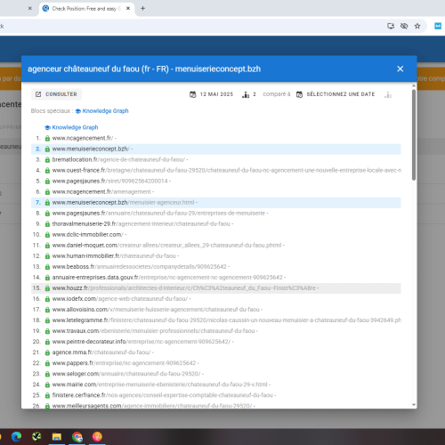 Le site menuiserieconcept.bzh se positionne en haut de Google pour le mot-clé ' agenceur Châteauneuf du Faou '