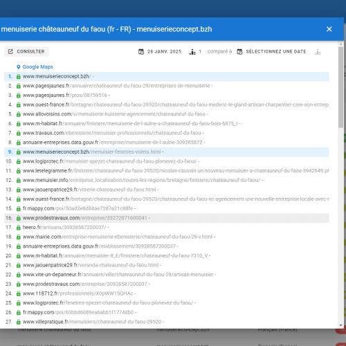 Le site menuiserieconcept.bzh se positionne en haut de Google pour le mot-clé ' menuiserie Châteauneuf du Faou '