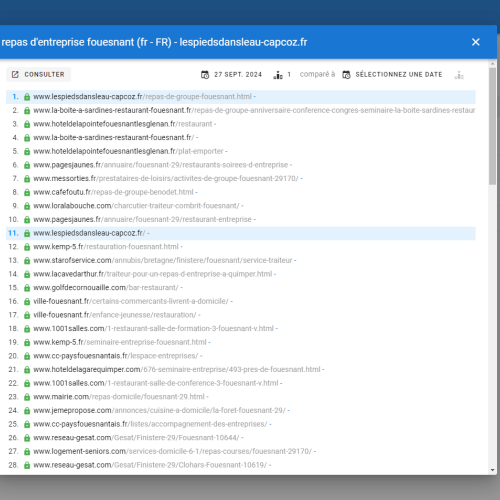 Le site lespiedsdansleau-capcoz.fr se positionne en haut de Google pour le mot-clé ' repas d'entreprise Fouesnant '