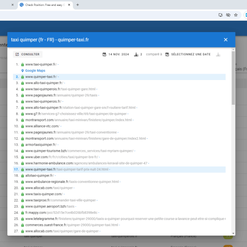 Le site quimper-taxi.fr se positionne en haut de Google pour le mot-clé ' taxi Quimper '